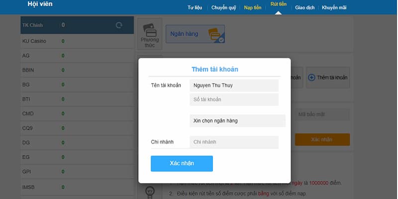 Giao Dịch Tại Ku88 - Thông Tin Chi Tiết Hạn Mức Và Biểu Phí 1 giao dịch tại Ku88